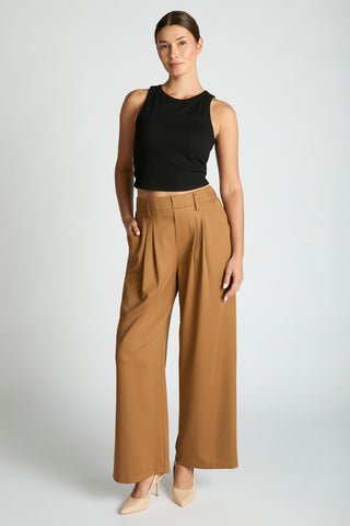 effortless micro wide leg trousers with pleated front