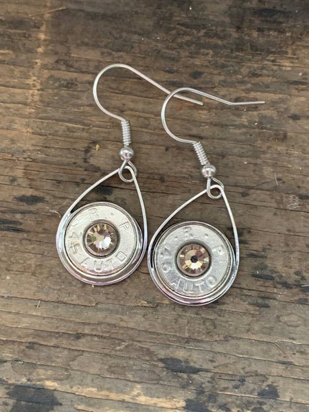 Silver 45 Bullet Earrings
