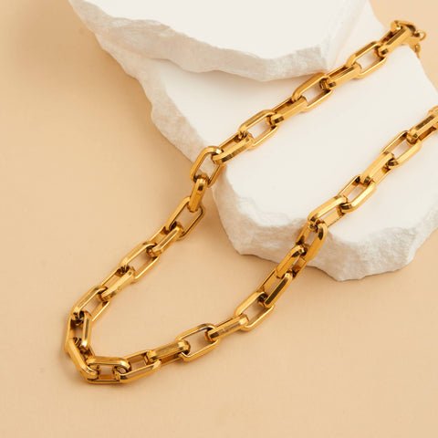 chunky link gold colored necklace