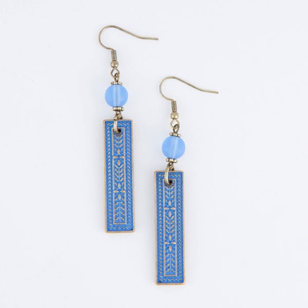 Blue Bar Earrings
