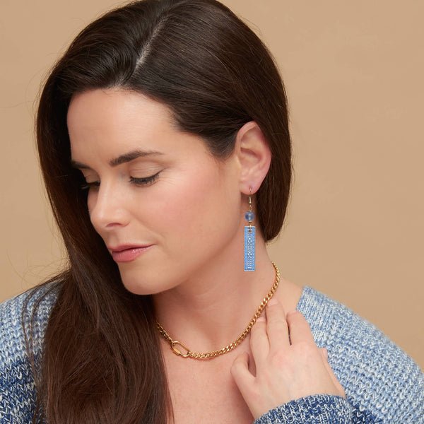 Blue Bar Earrings